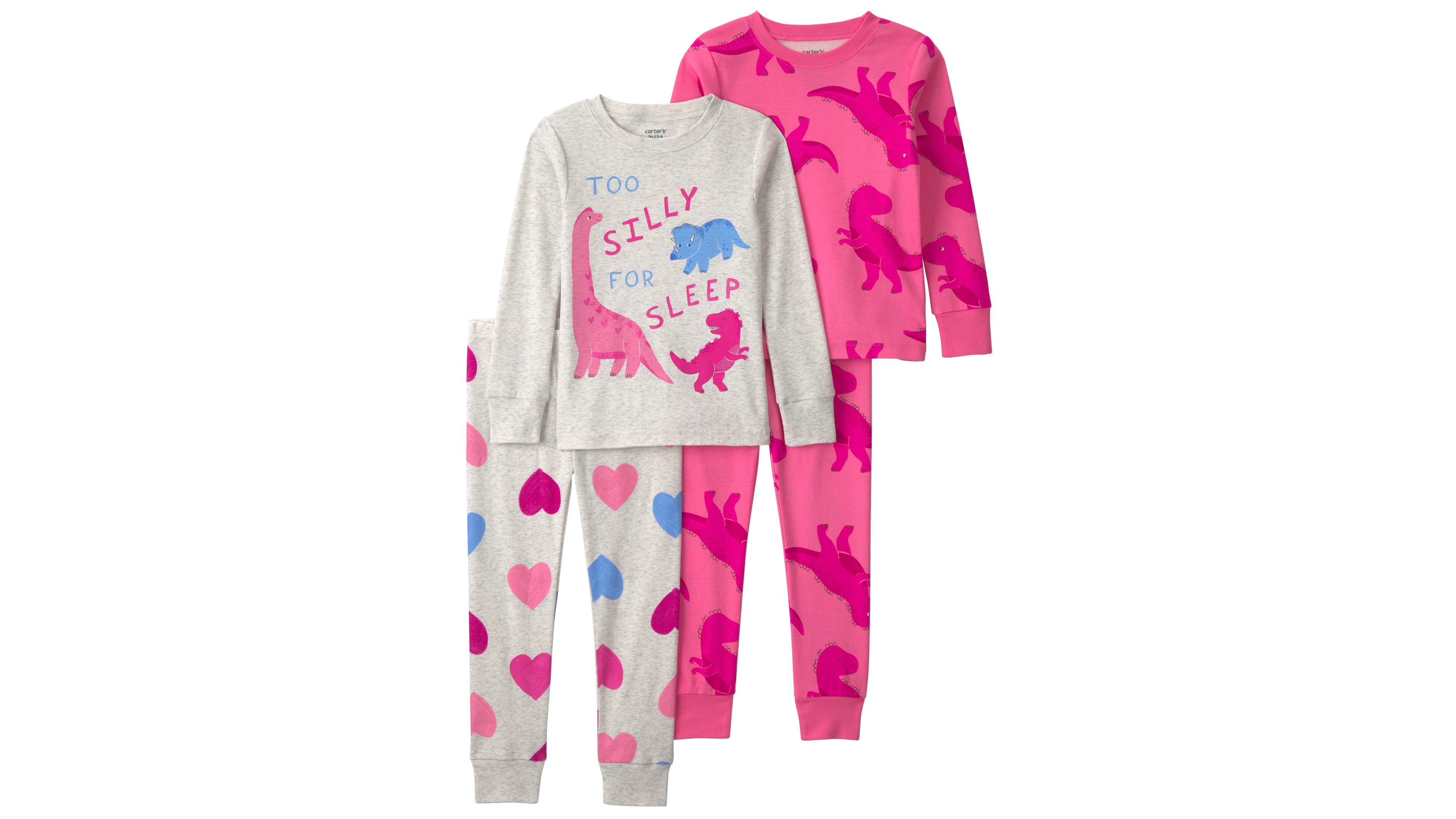 Carter's Toddler Girls' 2T-5T Dino Heart Snug Fit Sleep & Play, 4-Piece Set