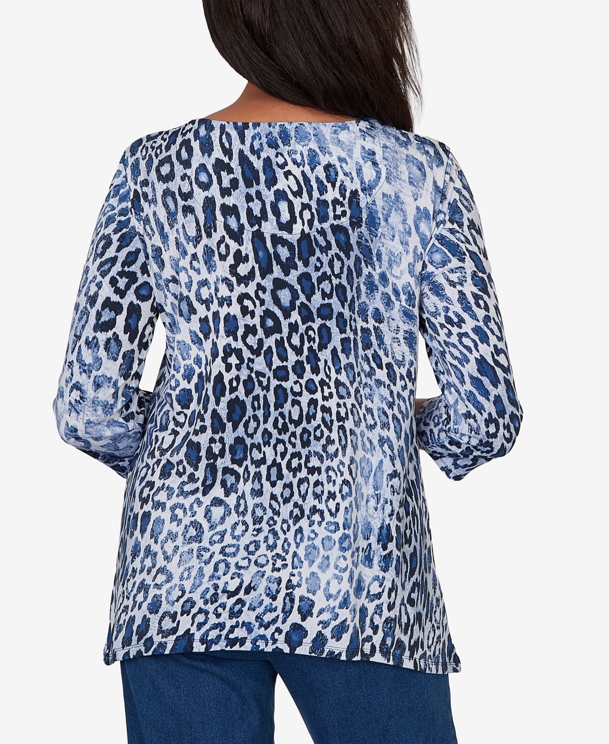 Alfred Dunner Petite Animal Printed Top with Necklace