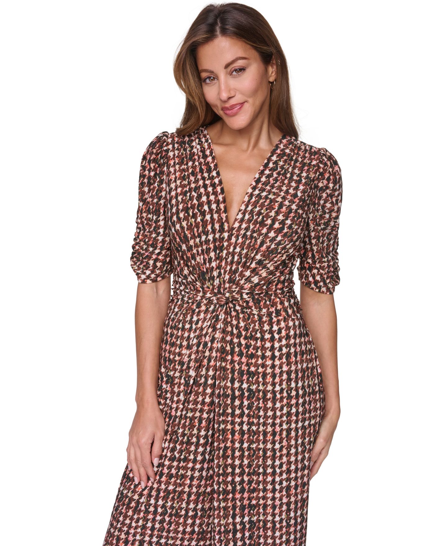 Женский комбинезон Vince Camuto V-Neck Jumpsuit, цвет: Коричневый — фото 2