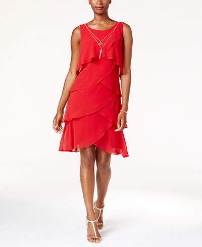 SL Fashions Tiered Necklace Dress