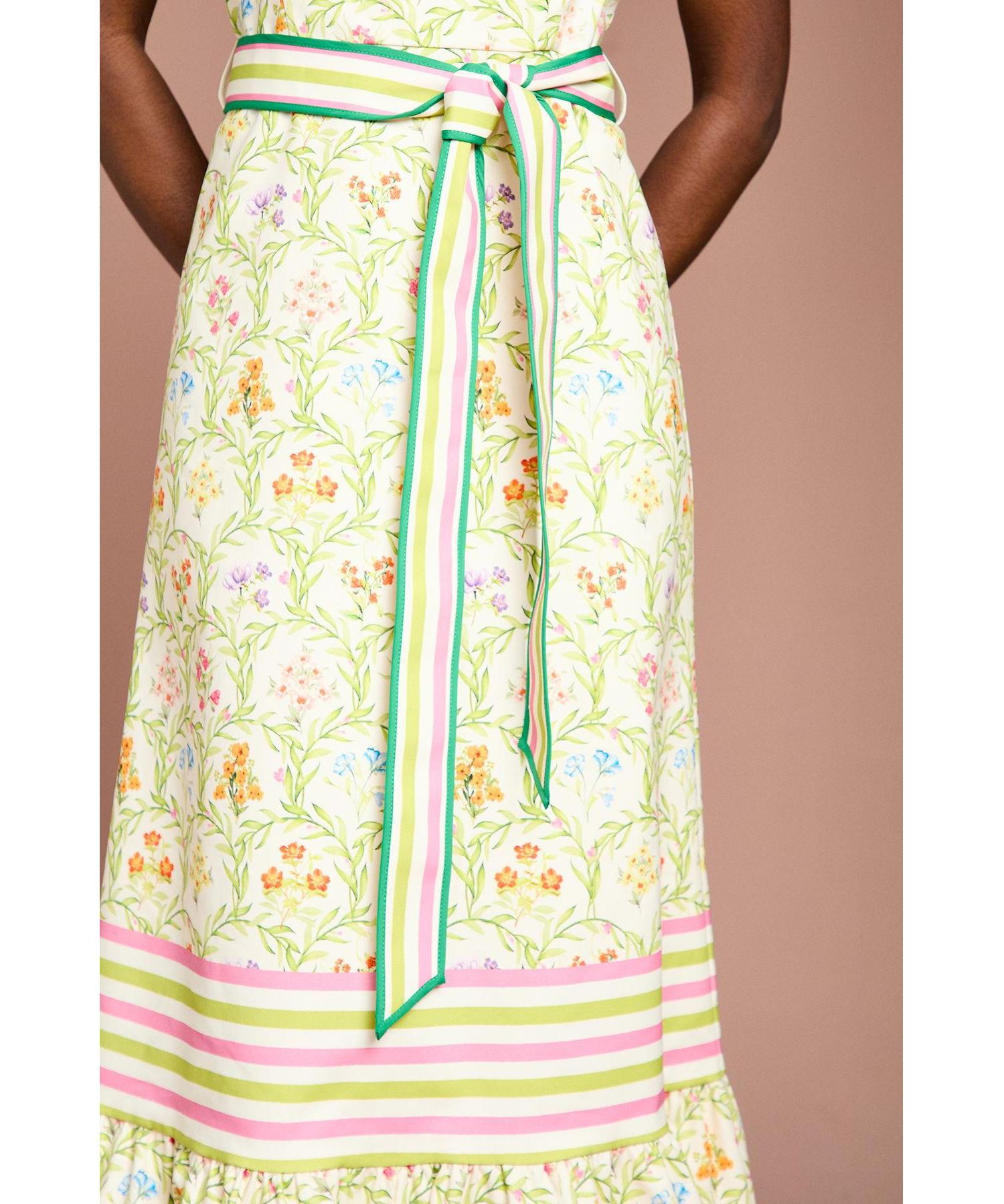 Women's Printed Ruffle Midi Dress