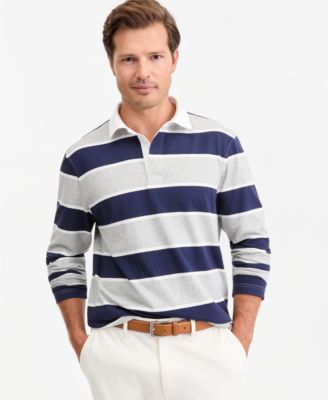 Men's Stripe Long-Sleeve Rugby Shirt