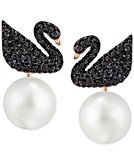 Swarovski Silver-Tone Pavé & Dancing Stone Swan Drop Earrings - Macy's