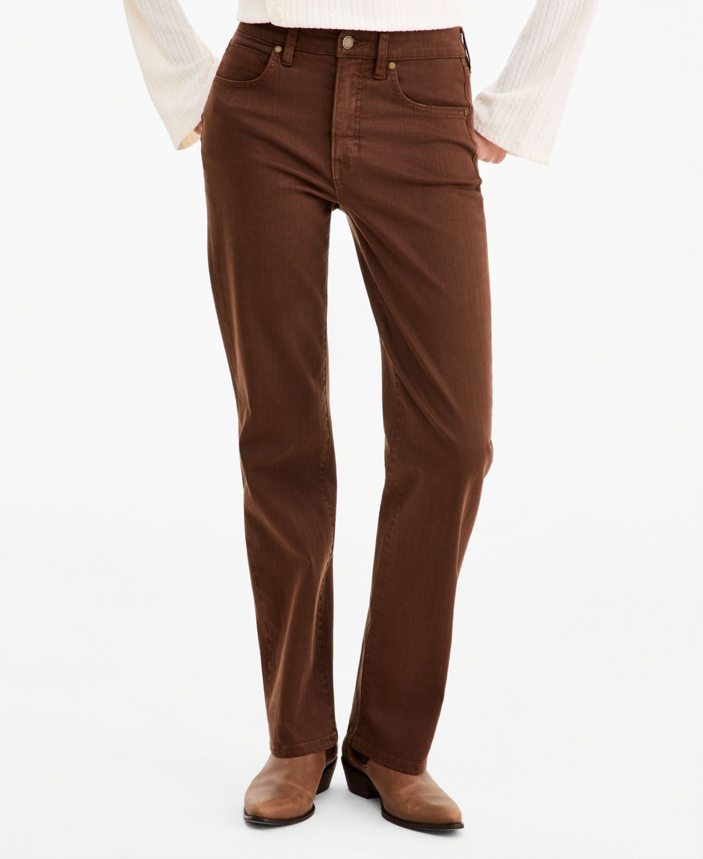 Женские джинсы Liverpool Los Angeles Kennedy Straight-Leg Comfort Waist, цвет: Коричневый — фото 4