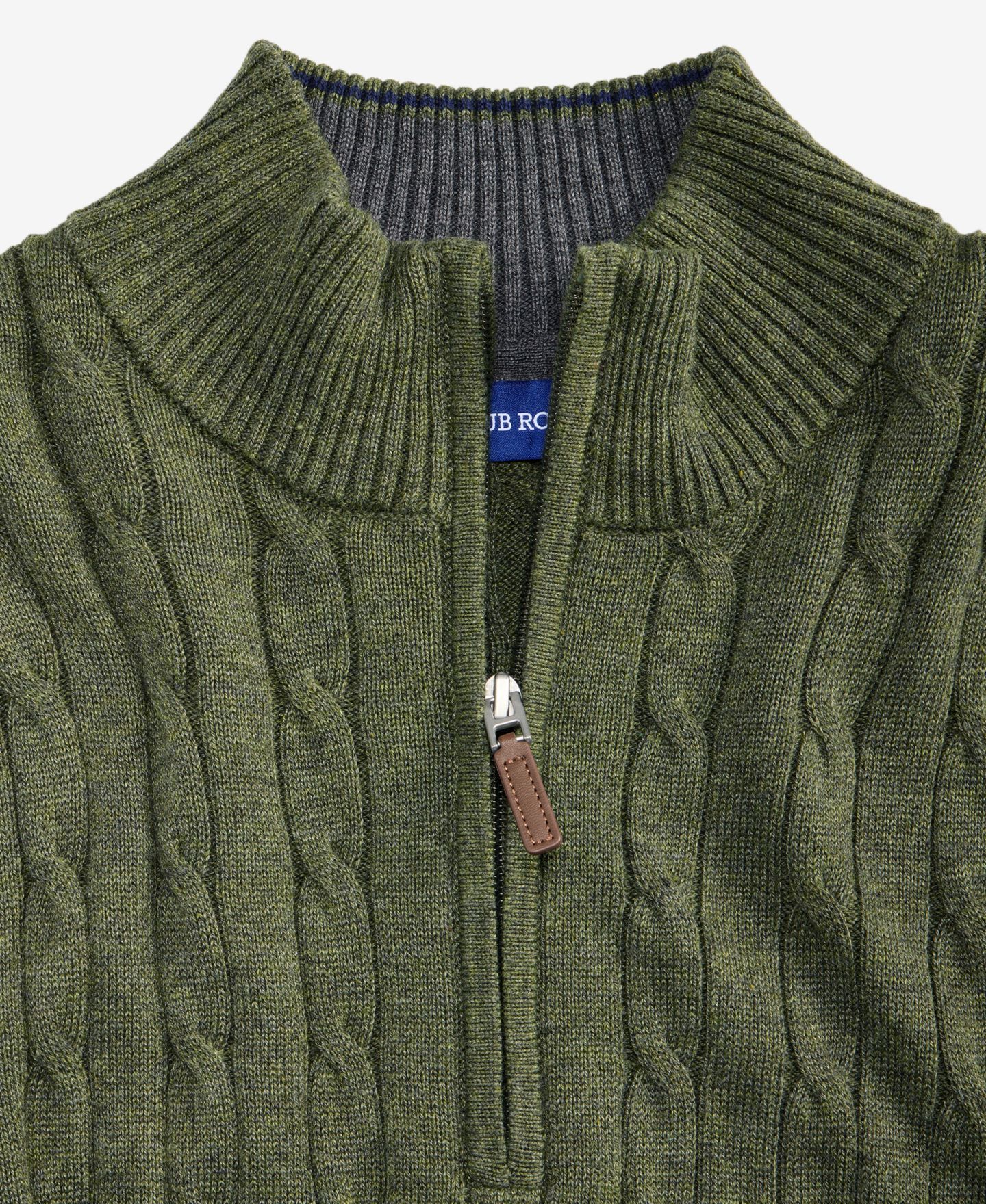 Мужской свитер Club Room Cable Knit Quarter-Zip, цвет: Оливковый — фото 2