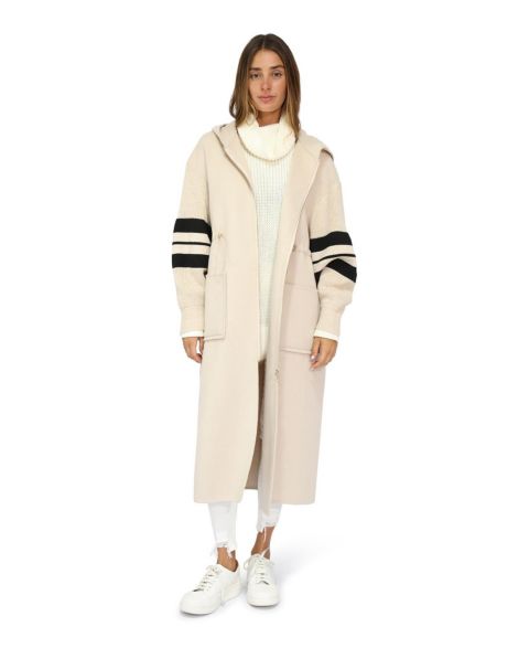 Женские куртки Belle & Bloom Cool Kid Hooded Coatigan, цвет: Кремовый / Чёрный