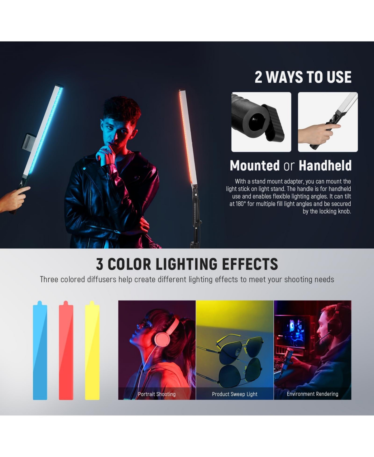 Neewer BH20B Led Video Light with 3200K5600K, CRI97