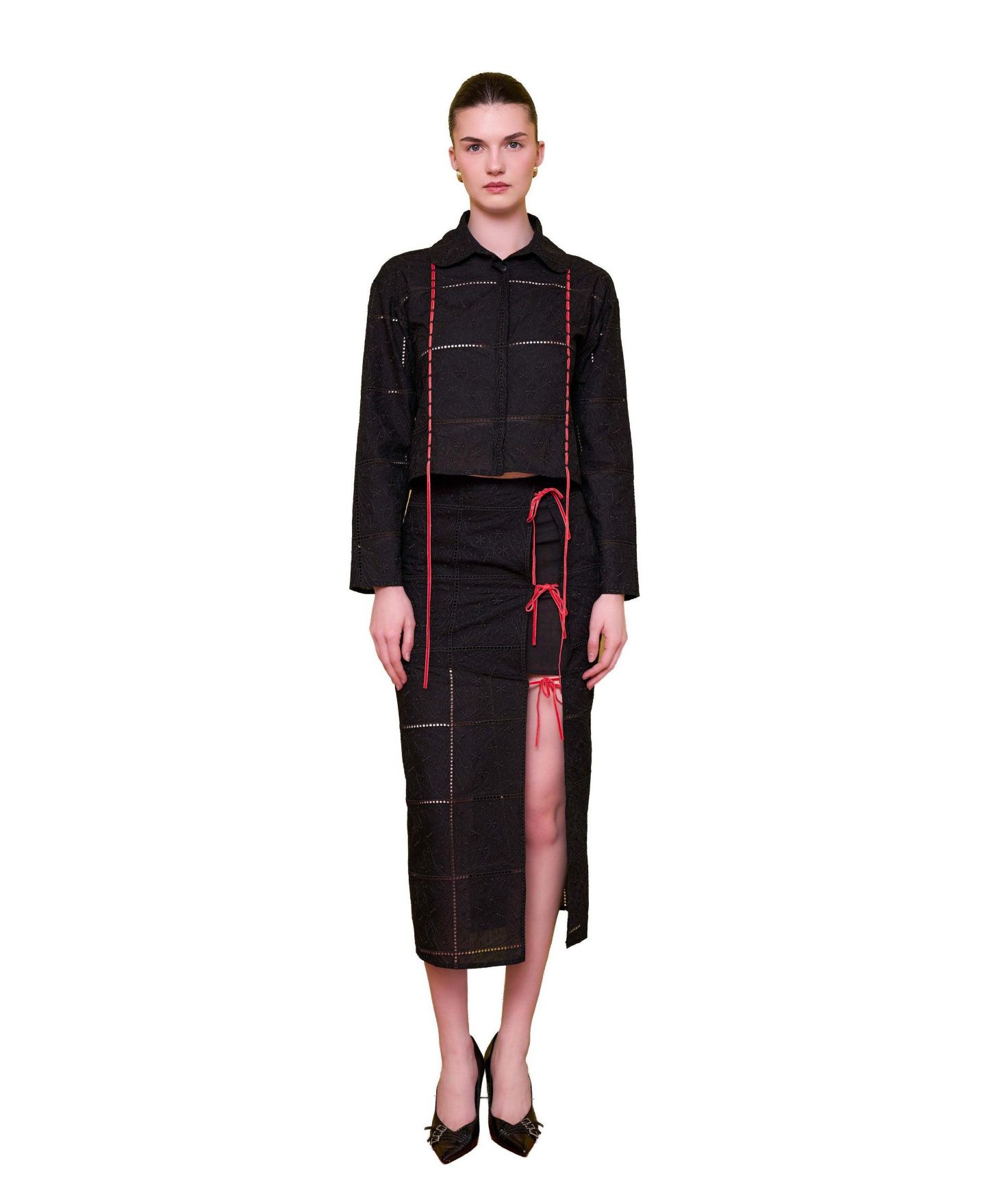 Женские толстовки PCFG The Broderie Anglaise Edit Embroidered Detail, цвет: Чёрный — фото 7