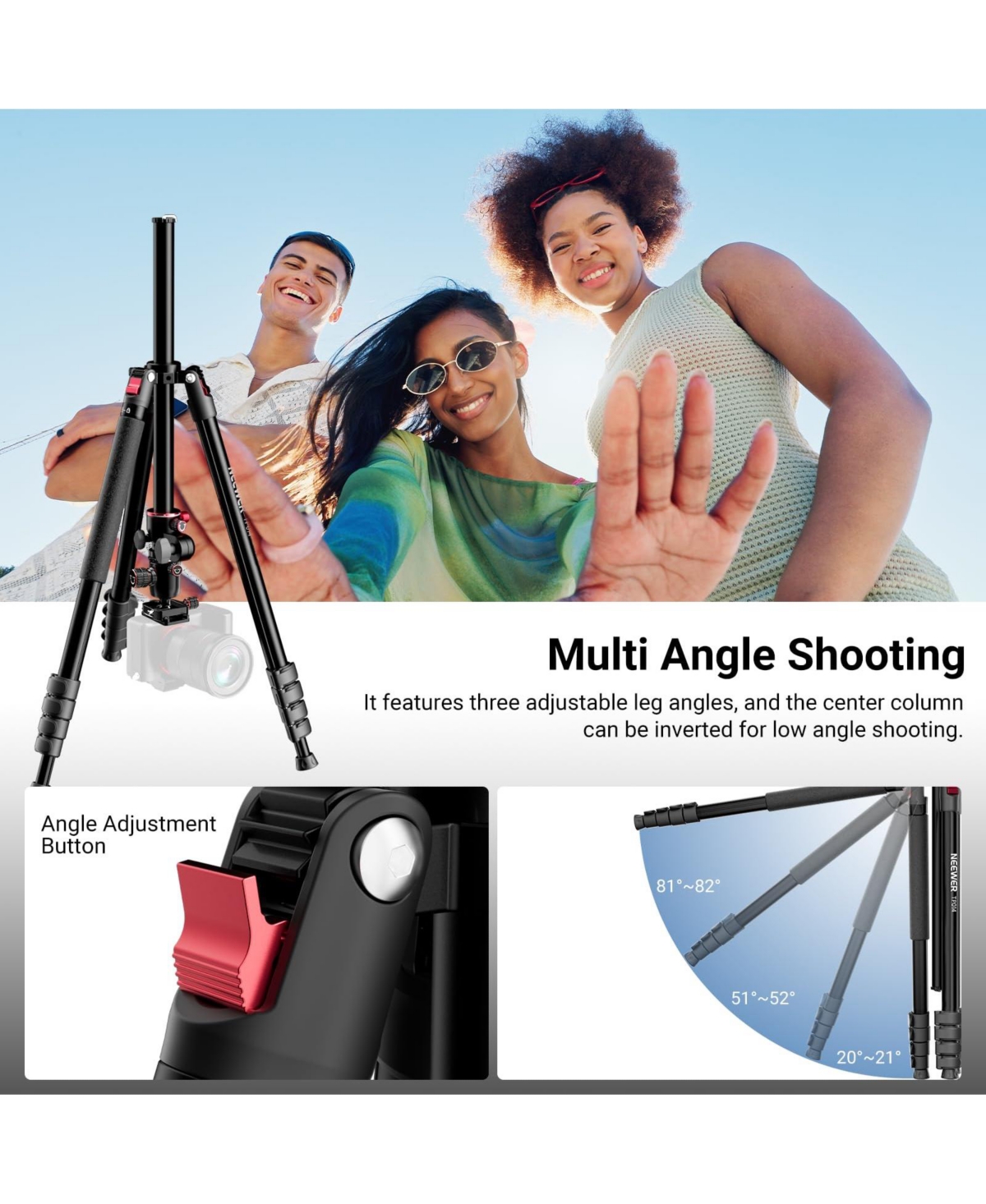 Neewer TP014 Camera Tripod with 76 Inch, 17.6 lb