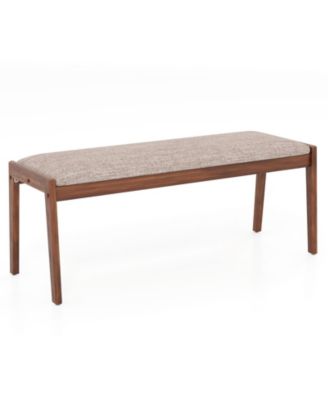 45" Entryway Bench with Fabric Seat and Rubber Wood Frame