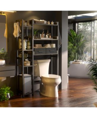 Over Toilet Storage Shelves with Fabric Drawers, Freestanding Bathroom Organizer