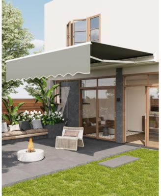 Manual Retractable Patio Awning with Waterproof Canopy, Aluminum Frame, and Adjustable Crank for Outdoor Shade