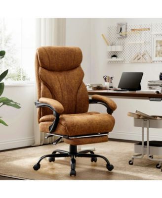 Leather Office Chair with Footrest Ergonomic Reclining Computer Chair