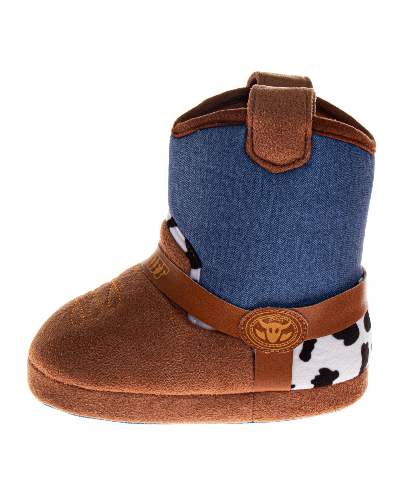 Тапочки Disney Pixar Toy Story Slippers Dual Sizes Cozy Warm Soft Plush Indoor Wear Woody & Buzz (Toddler Sizes 5-10 / Little Kid Sizes 11-12) для мальчиков, цвет: Рыжевато-коричневый / Синий — фото 4
