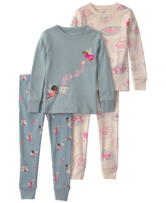 Baby Girls' Fairy Tea Party Cotton Pajamas, 4-Piece Set