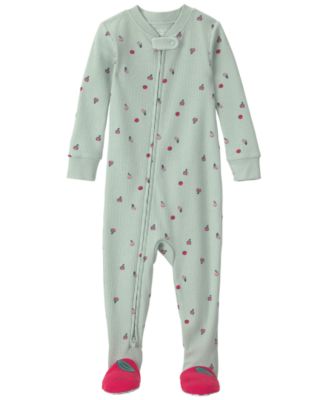 Baby Girls' Apple Thermal Long-Sleeve Footed Pajama 