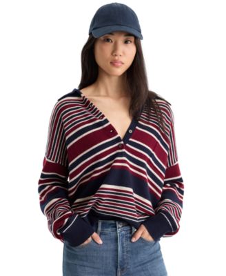 Women's Oversized Rugby Collared Sweater