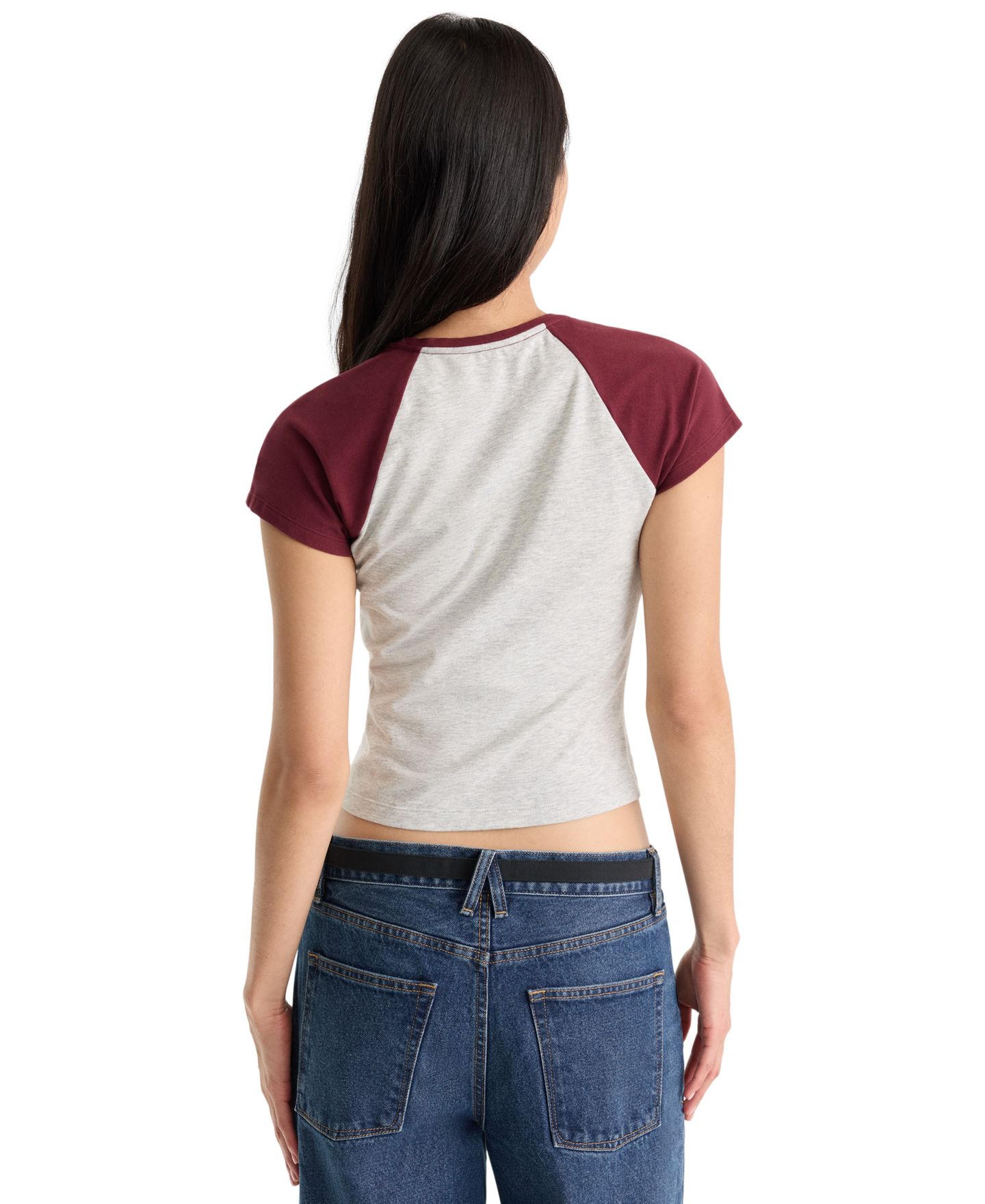 Женская футболка Good American Raglan Short-Sleeve Crewneck, цвет: Винтажный серый — фото 4