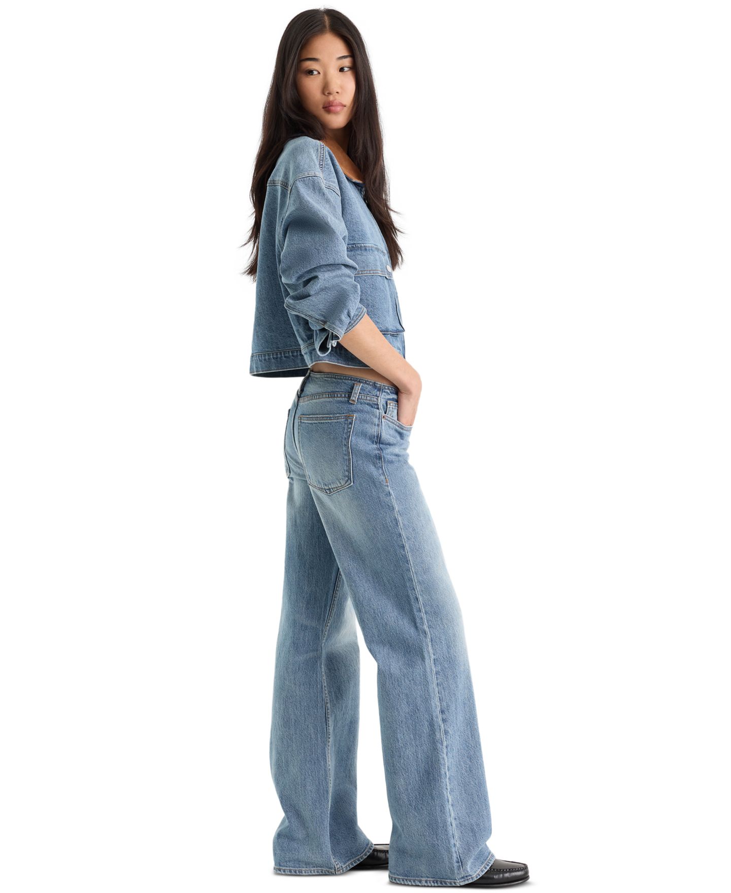 Женские джинсы Good American Ghost Waist Low Loose, цвет: Индиго — фото 5