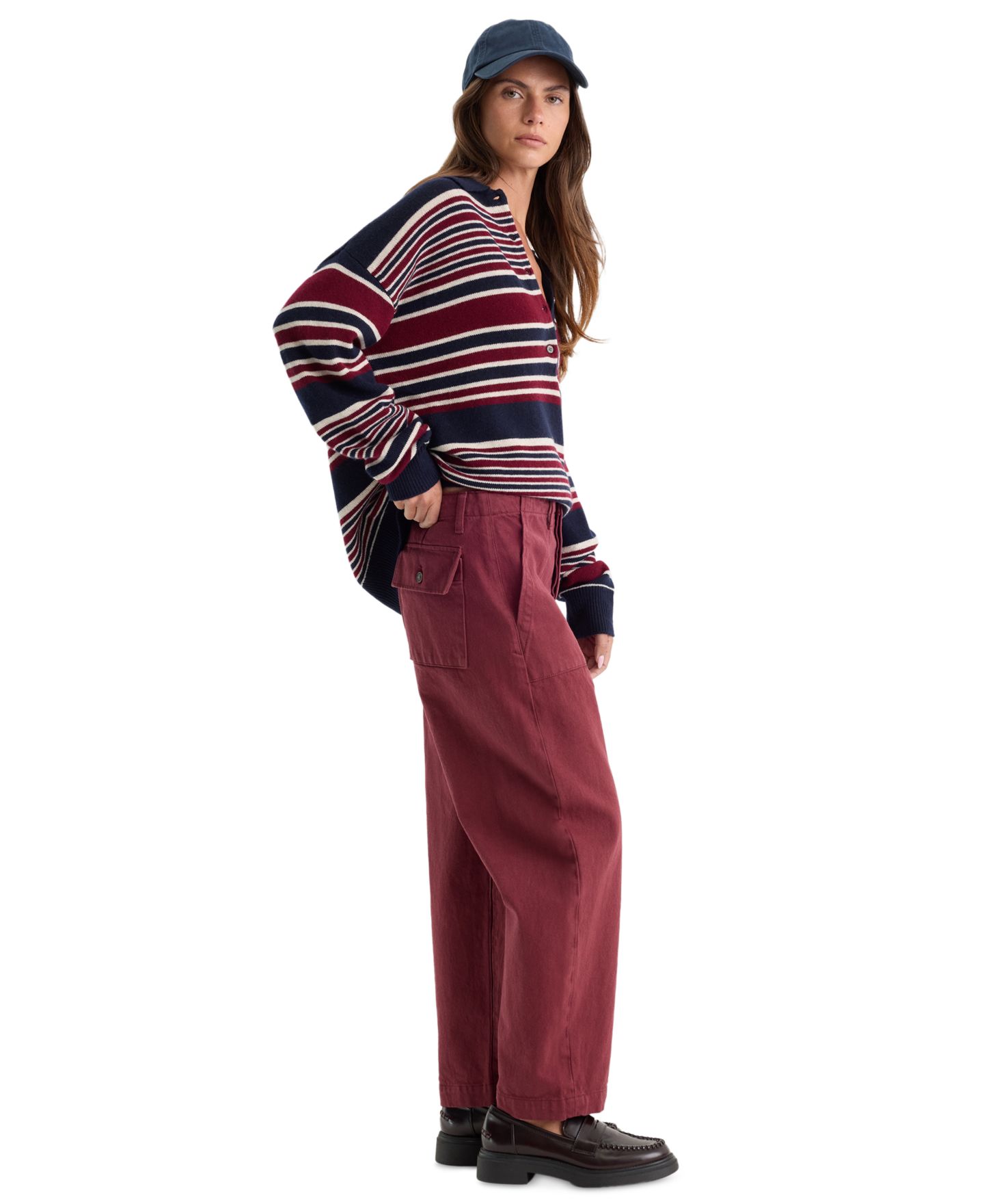 Женские джинсы Good American Vintage Mid-Rise Barrel Ankle, цвет: Ягодный чёрный — фото 3
