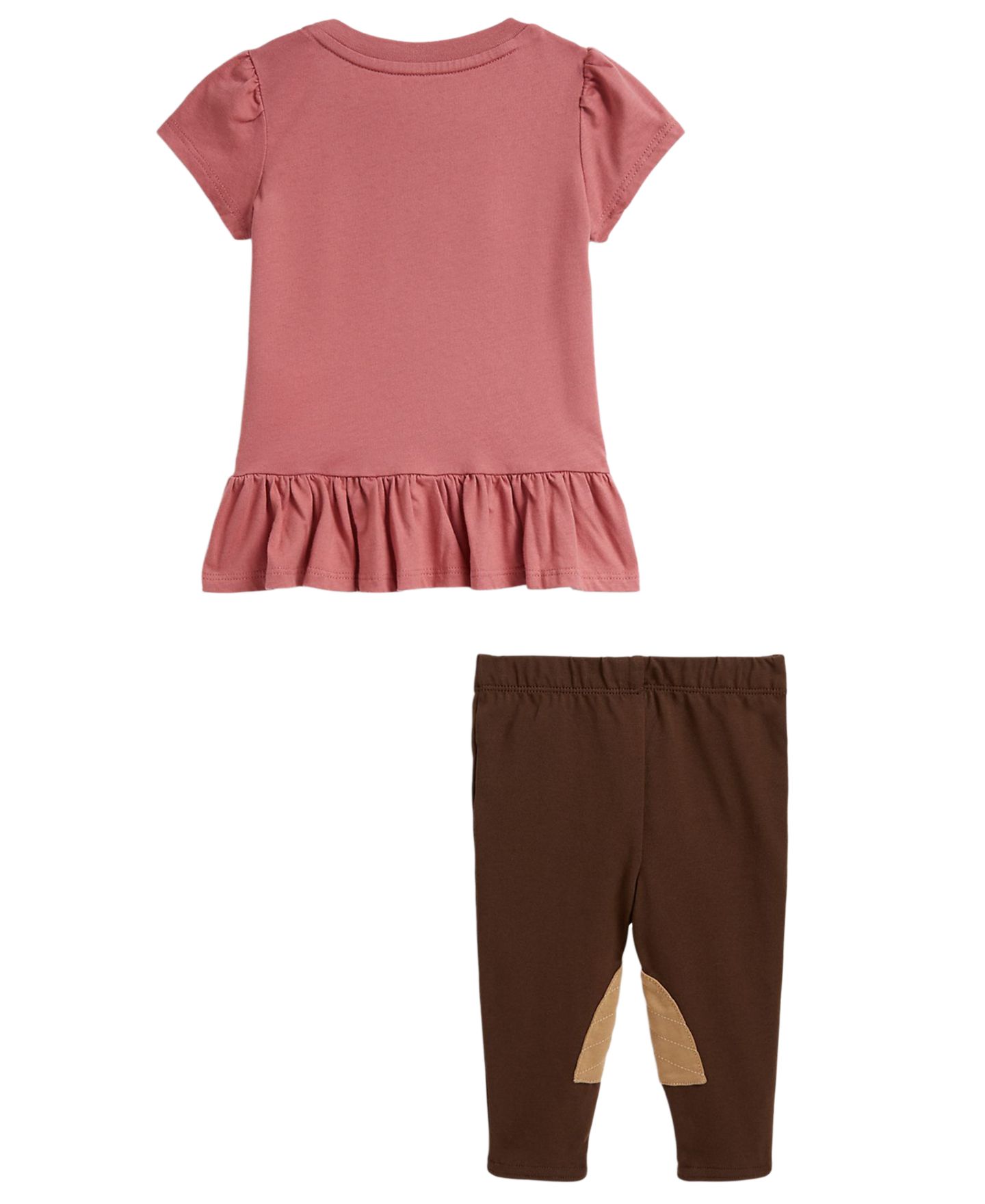 Polo Ralph Lauren Baby Girls' Polo Sportsman Jersey T-Shirt and Leggings, 2-Piece Set, цвет: Холщовый розовый — фото 2
