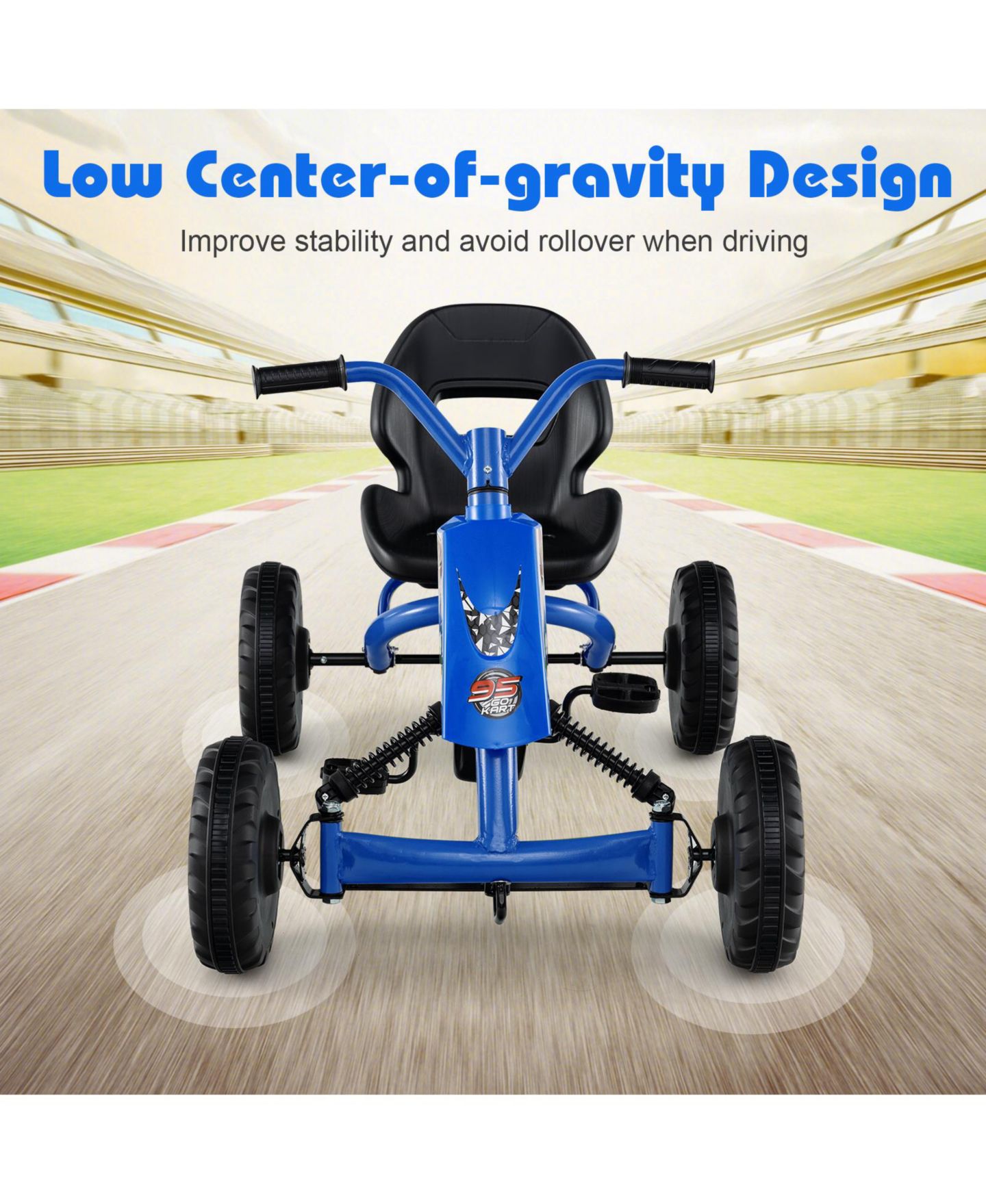 Детская игрушка Gymax Go Kart 4-Wheel Pedal Ride-On, 66 Lb. Capacity, Ages 3+, цвет: Тёмно-синий — фото 5