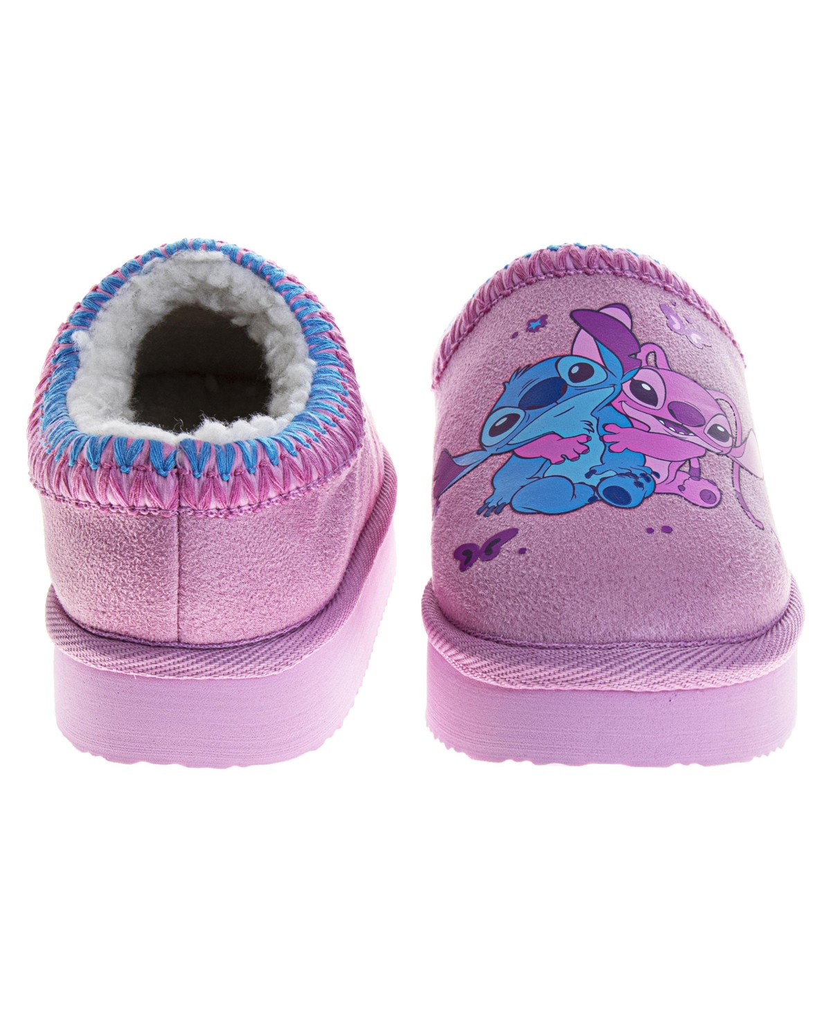 Disney Little Girls Stitch and Angel Plush Lined Slippers 2-13 Cozy Soft Warm Non Slip Sole Indoor Comfort