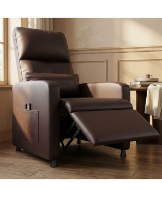 Power Recliner Chair with PU Leather, Adjustable Electric Recliner, Tall Back, USB Port and Side Pockets, Living Room