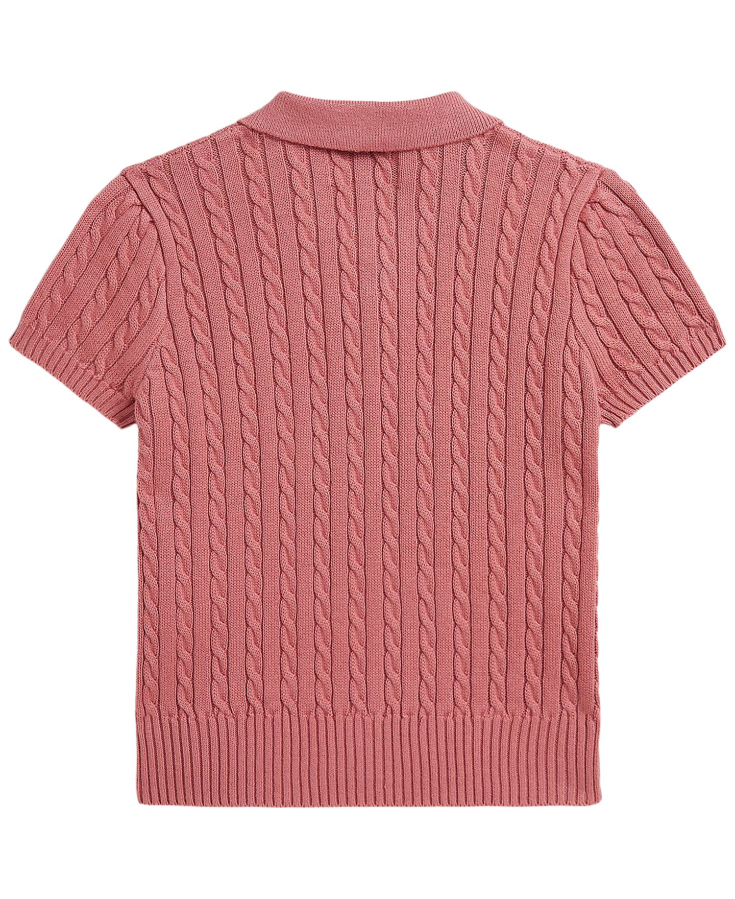 Свитер Polo Ralph Lauren Short-Sleeve Polo Sweater для девочек, цвет: Холщовый розовый — фото 5