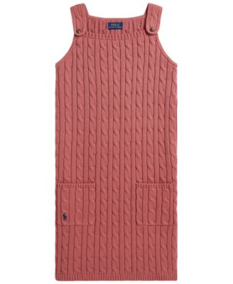 Girls' 7-16 Cable-Knit Cotton Sleeveless Sweater Dress