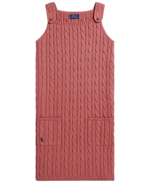 Платье Polo Ralph Lauren Cable-Knit Cotton Sleeveless Sweater Dress для девочек, цвет: Холщовый розовый