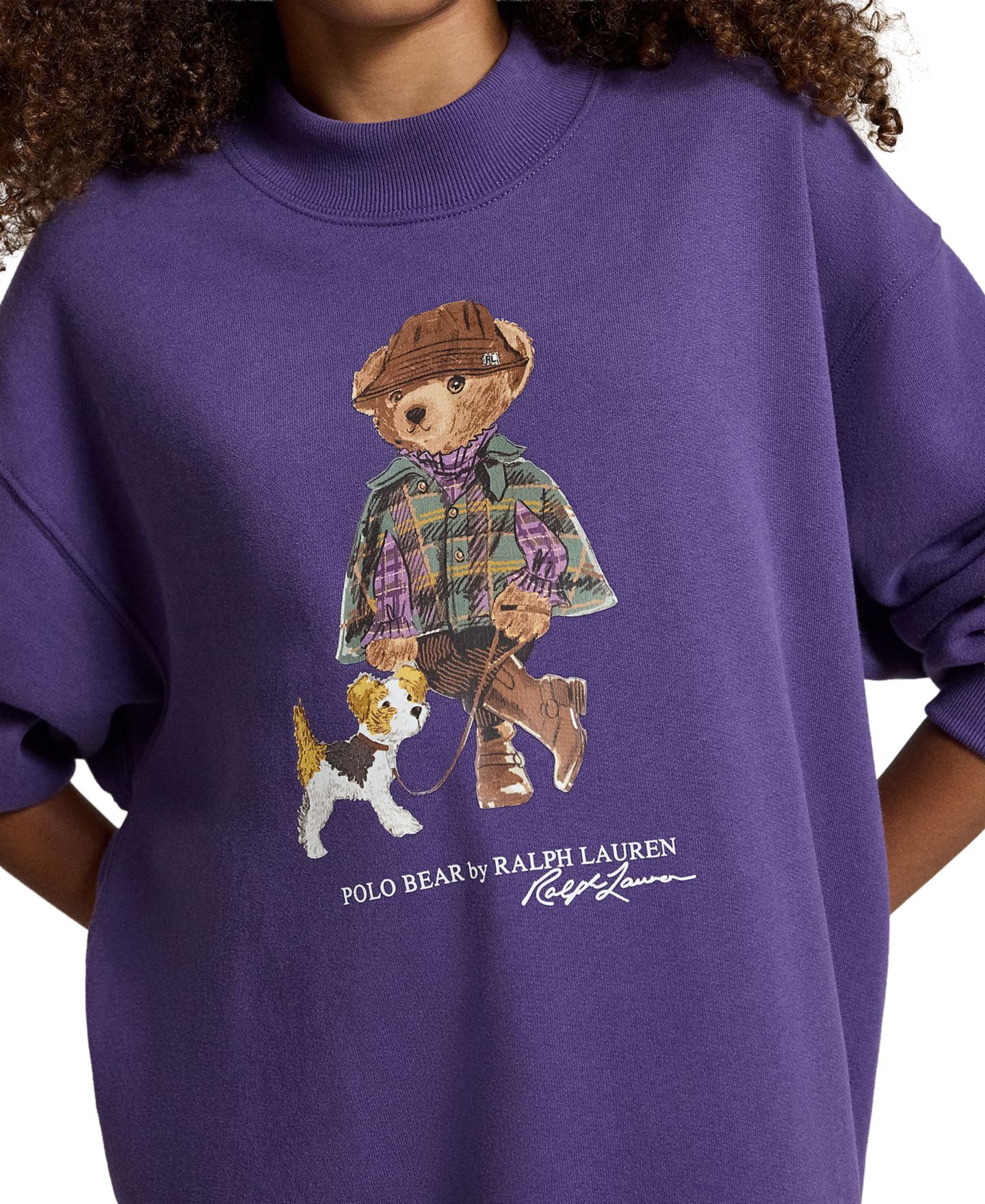 Платье Polo Ralph Lauren Polo Bear Fleece Sweatshirt Dress для девочек, цвет: Фиолетовый — фото 4