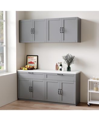 63-Inch Storage Cabinet with Drawers - Separated Upper and Lower Cabinet Combo | Premium Engineered Wood with Soft-Close Hinges