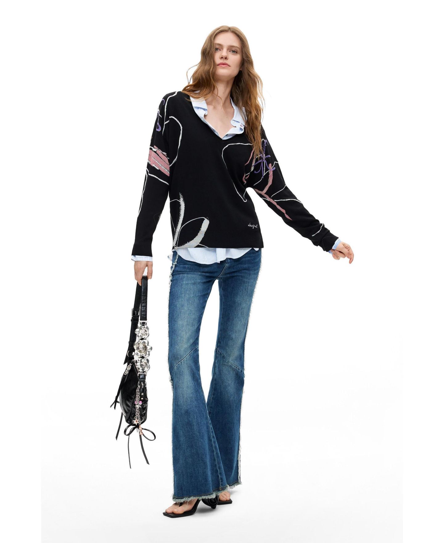Женский свитер Desigual Thin printed, цвет: Чёрный — фото 2