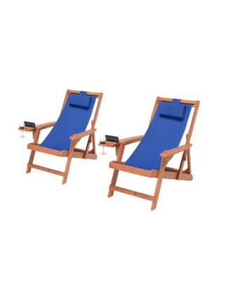 Romantic Collection Canvas Sling Chair with Cup and Wine Holder