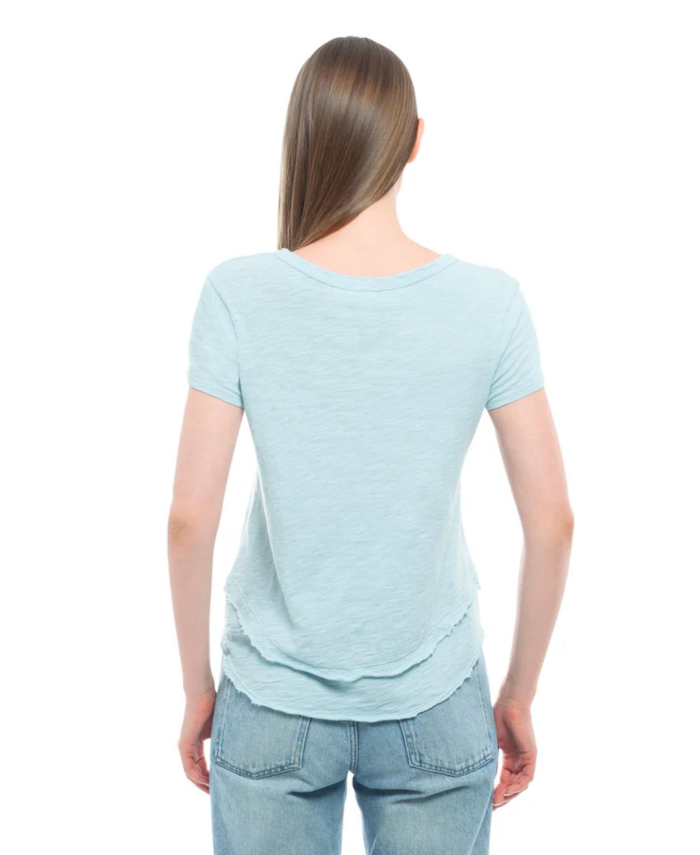 Женская футболка WILT Short Sleeve Mock Layer, цвет: Синий, вариант 1 — фото 2