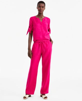 Women's 100% Linen Drawstring Pants