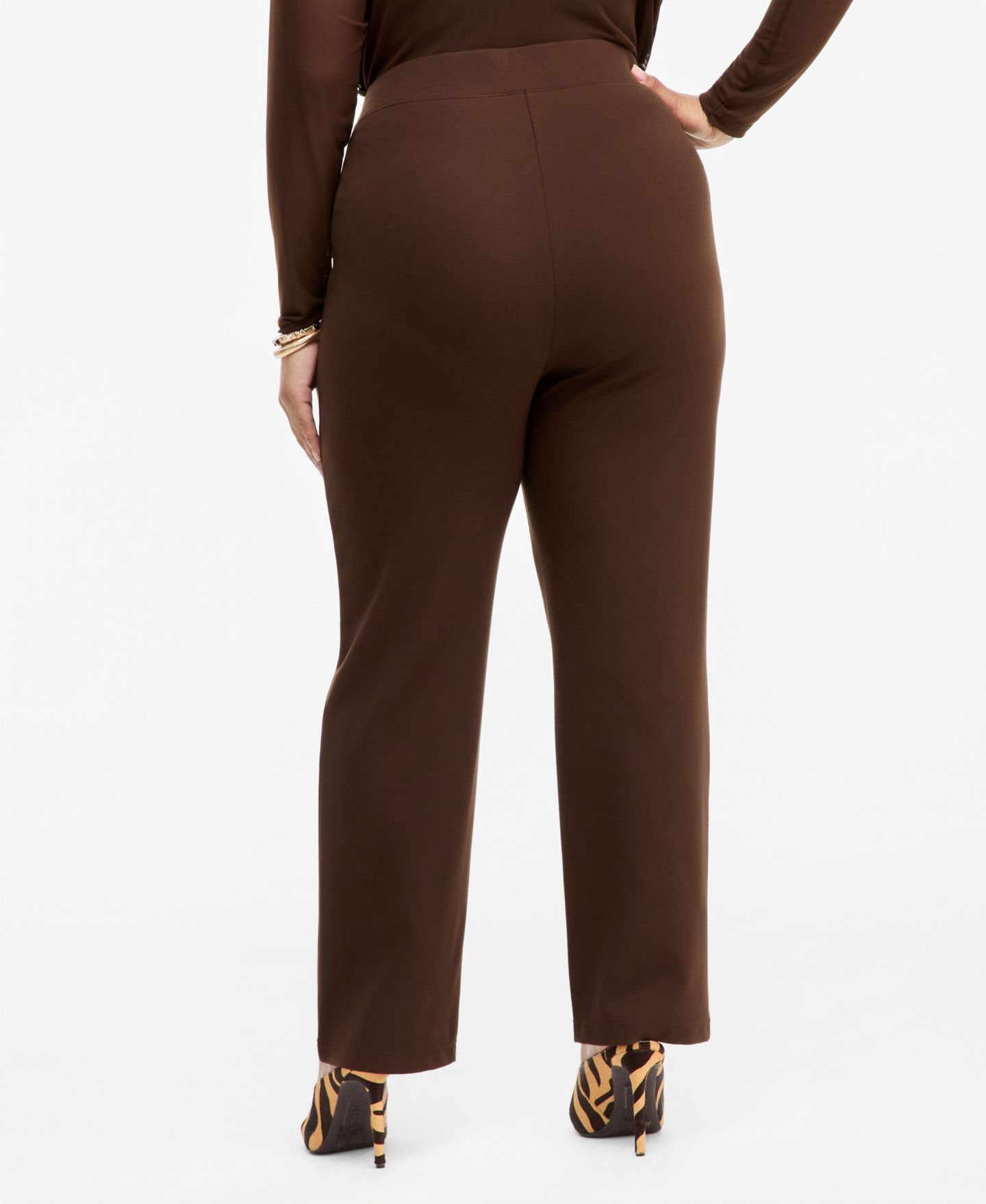 Женские брюки I.N.C. International Concepts Plus Size High-Rise Slim-Fit Ankle, цвет: Кофейный — фото 2