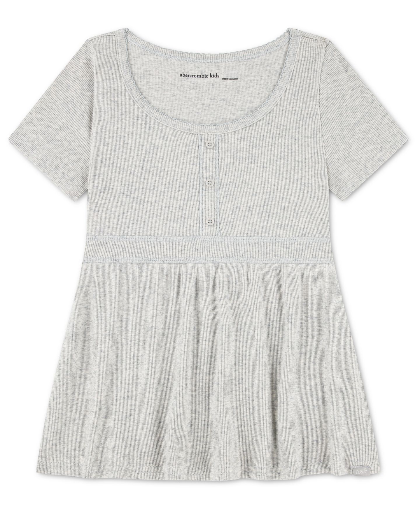 Детский топ abercrombie kids с круглым вырезом и коротким рукавом, 5-16, цвет: Светлый пастельный серый — фото 1