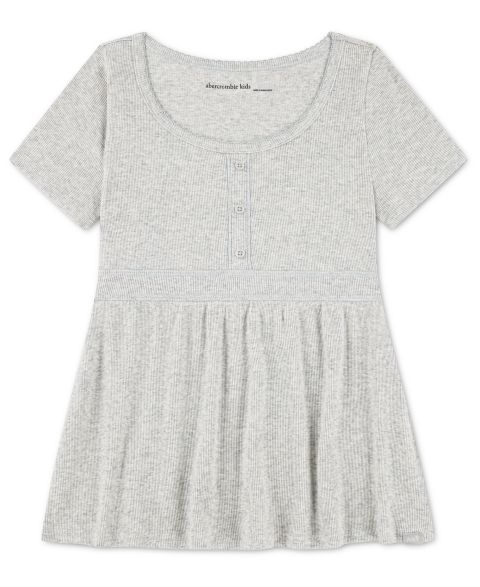 Детский топ abercrombie kids с круглым вырезом и коротким рукавом, 5-16, цвет: Светлый пастельный серый