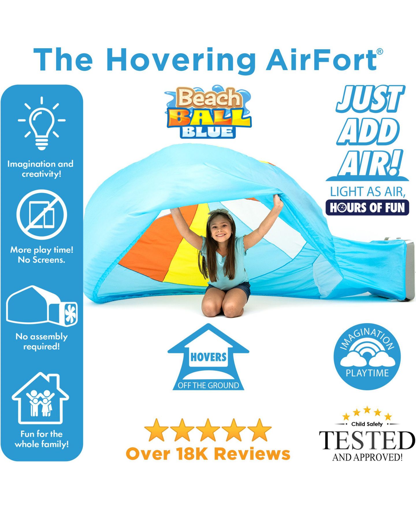 Детская игрушка AirFort Inflatable Fort for Kids, Builds in 30 Sec, Play Tent Age 3+, цвет: Синий — фото 3