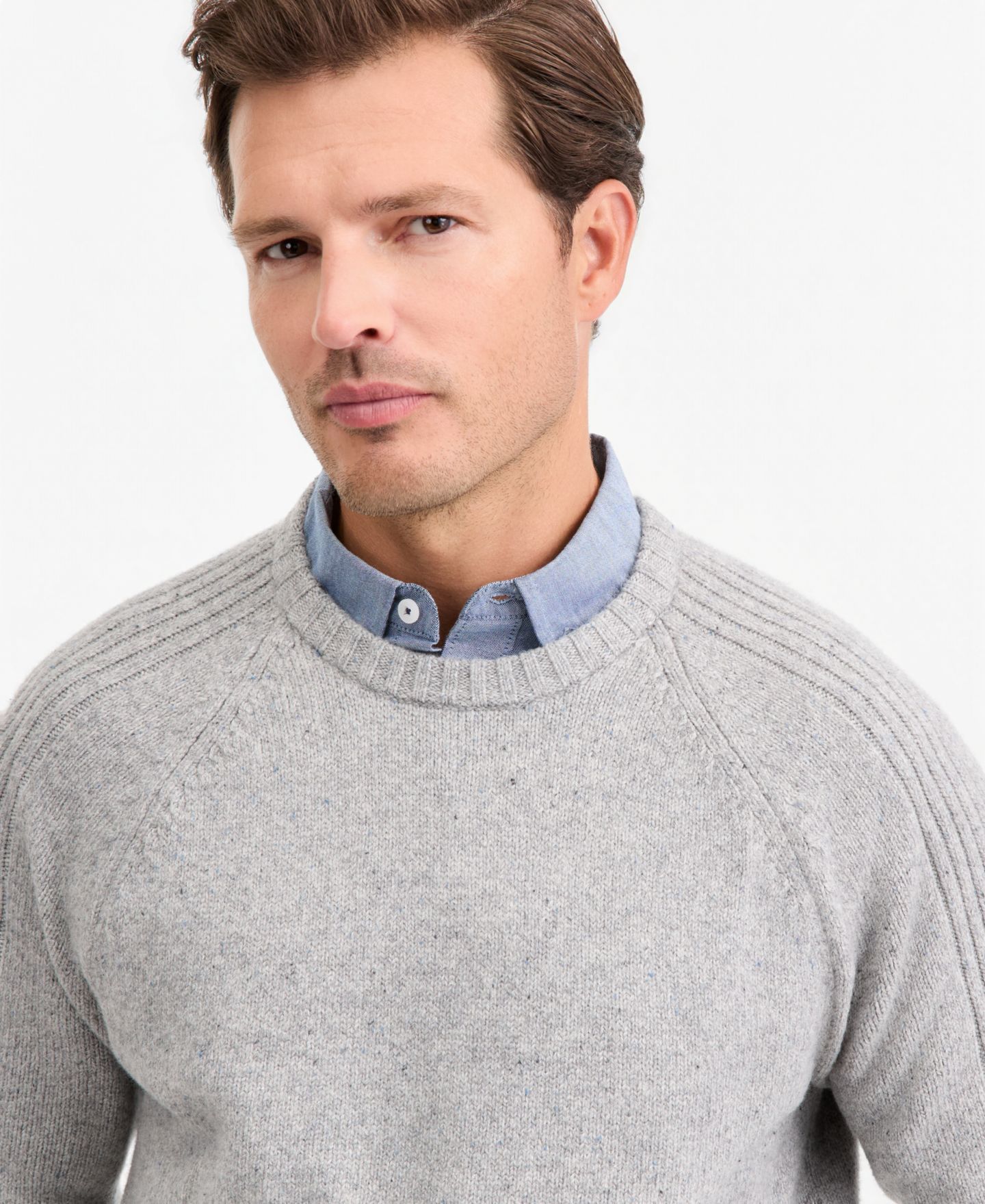 Мужской свитер Club Room Donegal Crewneck, цвет: Morning Dove Hthr — фото 4