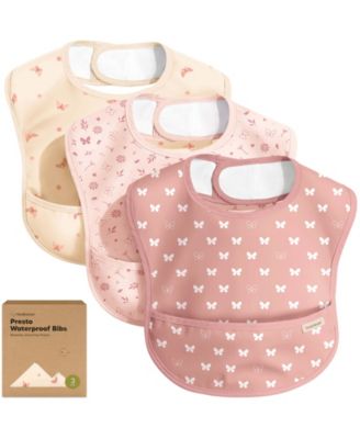 3-Pack Waterproof Baby Bibs for Eating, Lightweight, Mess Proof Toddler Bibs with Food Catcher