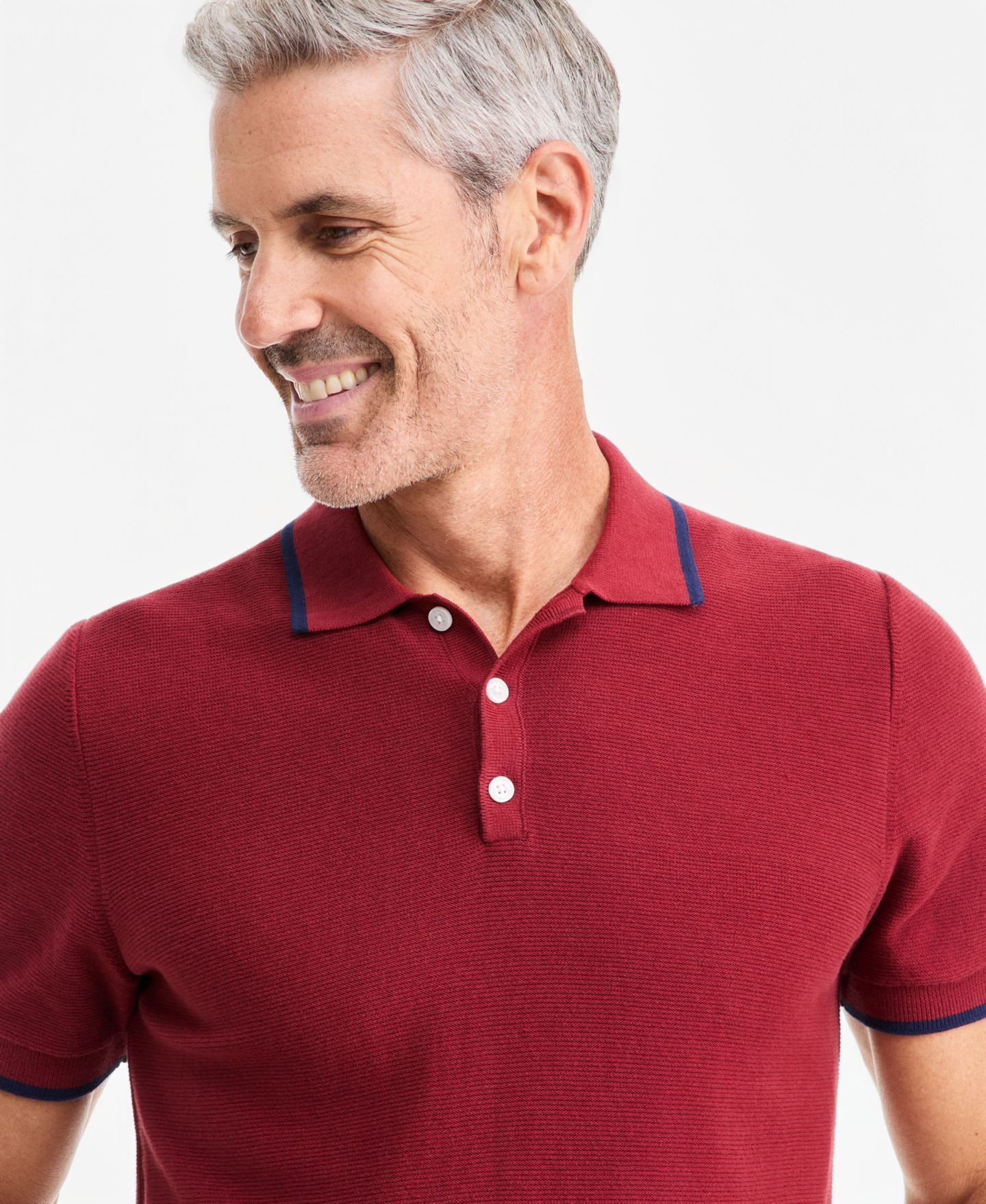 Мужское поло Club Room Tipped Polo Shirt, цвет: Насыщенный бирюзовый — фото 7
