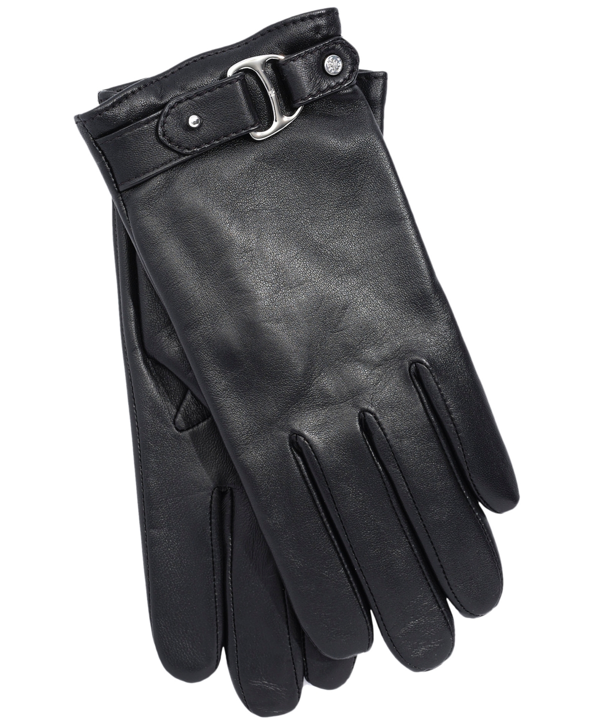 Lauren Ralph Buckle Leather Gloves