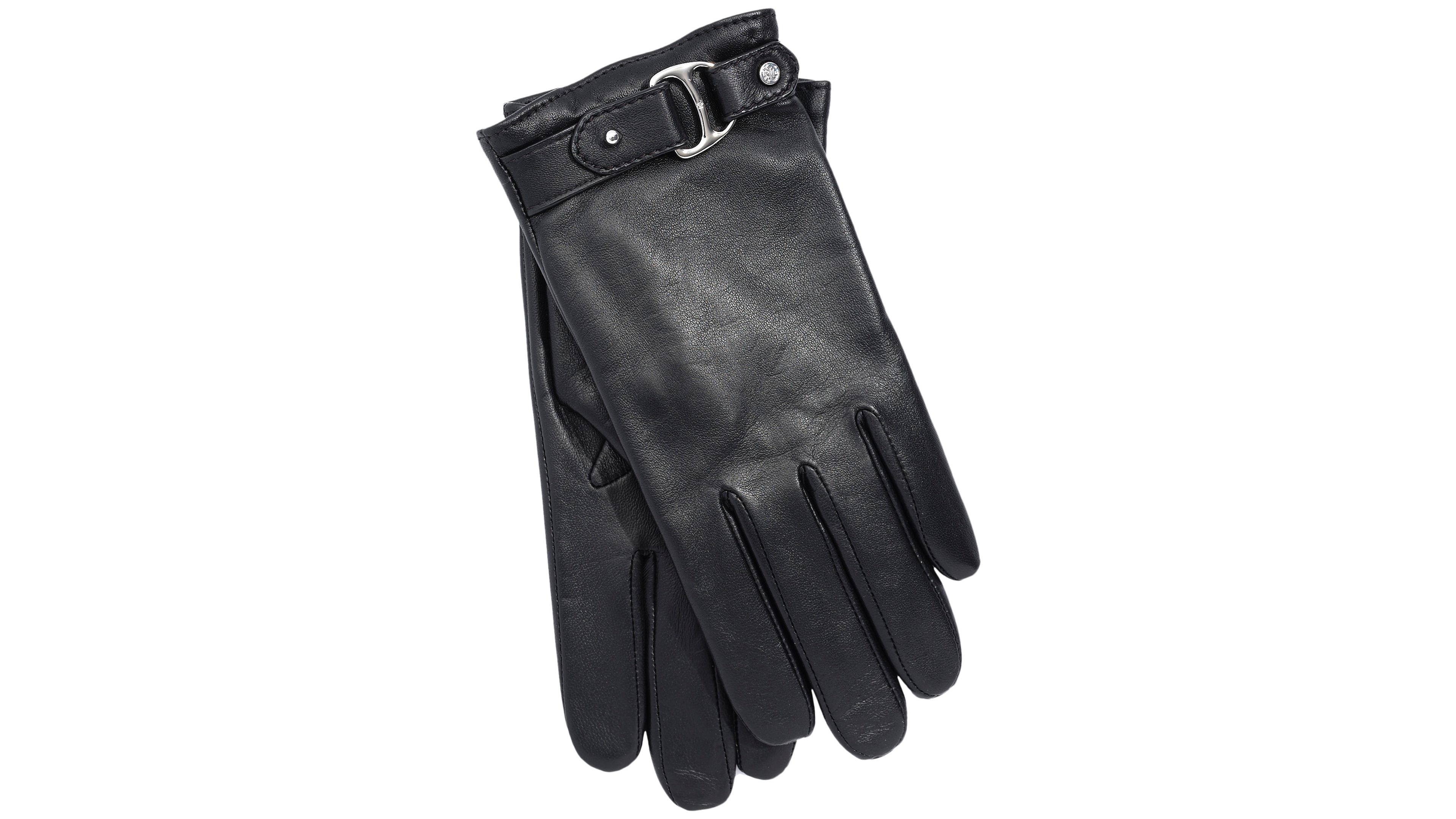 Lauren Ralph Buckle Leather Gloves