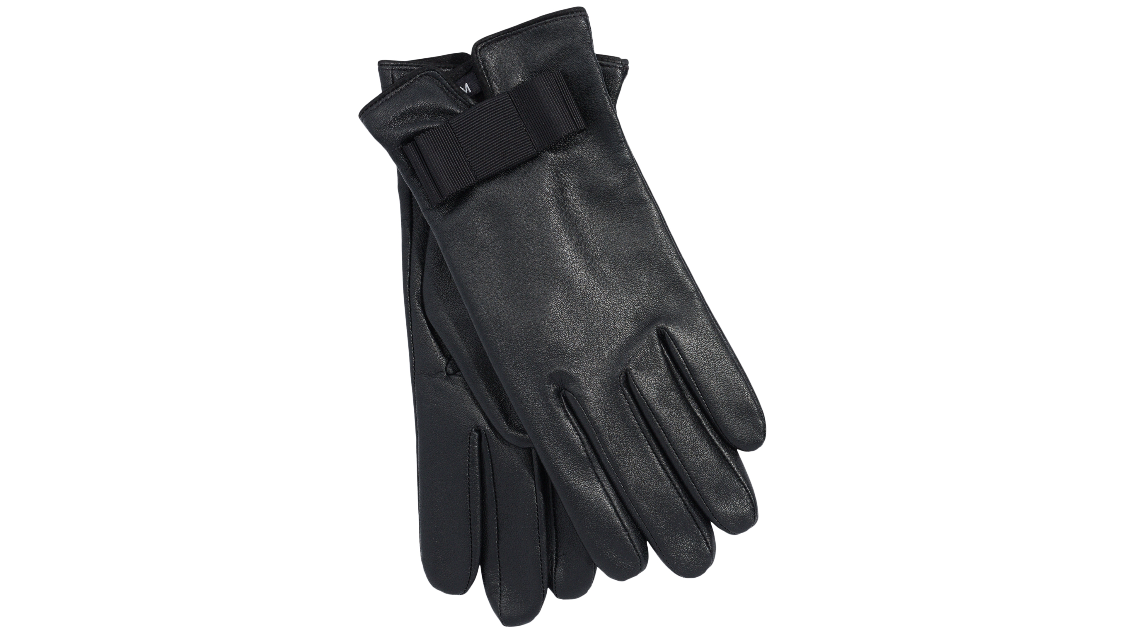 Lauren Ralph Tuxedo Bow Leather Gloves