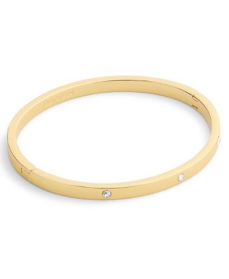 Rhodium Faux-Stone Bangle Bracelet