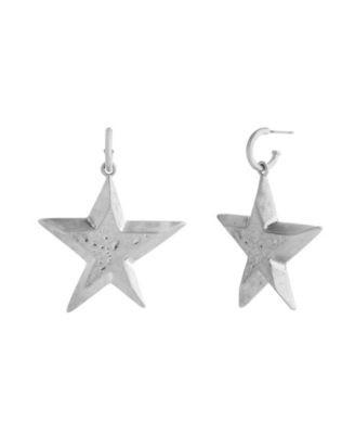Antique Silver Runway Star Drop Earrings
