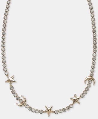 Crystal Star & Moon Collar Necklace, 16" + 3" extender